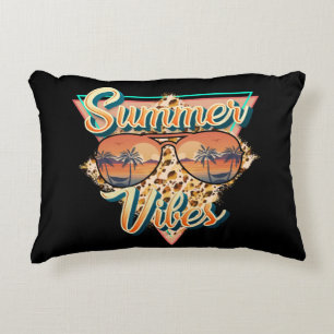 Summer Vibes Vintage Sonnenbrille Beach Sunset Dekokissen
