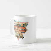 Summer Vibes | Vintage Sonnenbrille | Beach Sunset Kaffeetasse (Vorderseite Links)