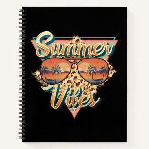 Summer Vibes   Vintage Sonnenbrille   Beach Sunset Notizblock