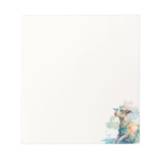 Summer Vibes Wasserfarbenziege und Sonnenbrille - Notizblock (Vorderseite)