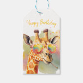 Summer Vibes Watercolor Giraffe - Happy Birthday Geschenkanhänger (Vorderseite)