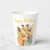 Summer Vibes Watercolor Giraffe - Happy Birthday Pappbecher (Rückseite)