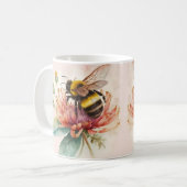 Summer Vibes Watercolor Hummeln Blume - Kaffeetasse (Vorderseite Links)