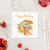 Summer Vibes Watercolor Llama - Happy Birthday Serviette (Beispiel)