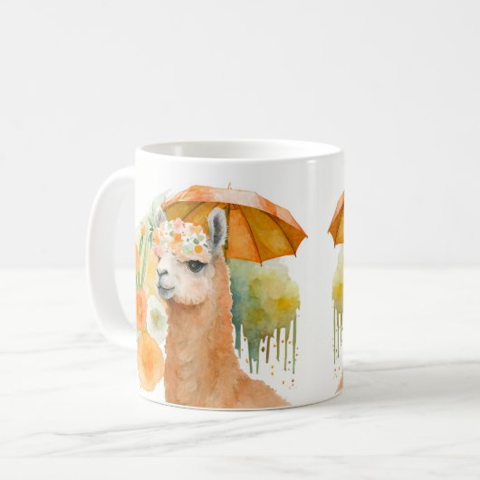 Summer Vibes Watercolor Llama und Blume - Kaffeetasse (Vorderseite Links)