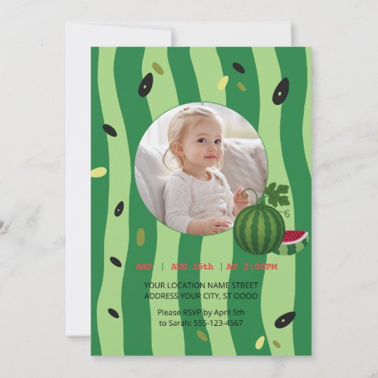 Summer Vibes Watermelon Party laden Einladung (Rückseite)