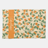 Summer Vintag Orange Boho Frucht Personalisiert Geschirrtuch (Horizontal)