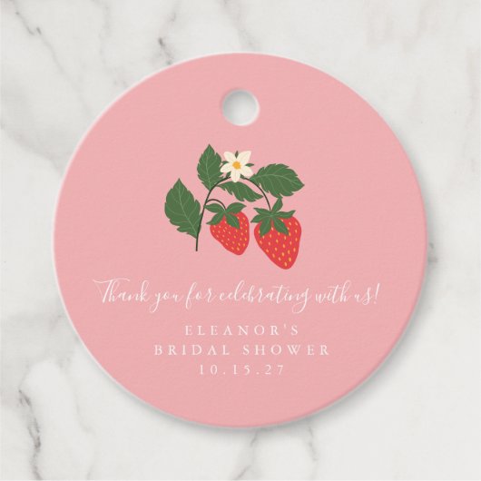Summer Vintag Pink Strawberry Boho Brautparty Geschenkanhänger (Vorderseite)