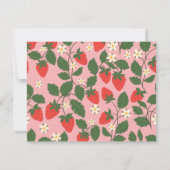 Summer Vintag Pink Strawberry Boho Personalisiert Mitteilungskarte (Rückseite)