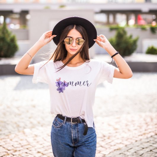 Summer Violet Blume und Schmetterling T-Shirt