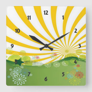 Summer Wall Clock Quadratische Wanduhr