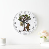 Summer Water Fun Chocolate Labrador Große Wanduhr (Zuhause)