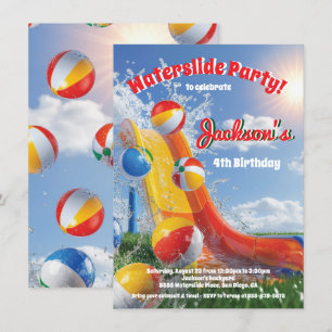Summer Water slide Pool Geburtstagsparty Einladung