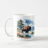Summer Watercolor American Buffalo Kaffeetasse (Links)