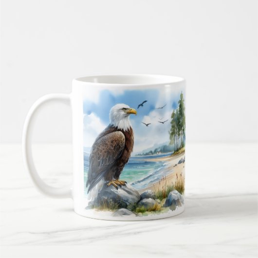 Summer Watercolor Bald Eagle Kaffeetasse (Links)