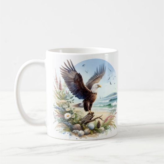Summer Watercolor Bald Eagle Kaffeetasse (Links)