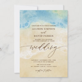 Summer Watercolor Beach Blue Wedding Einladungen