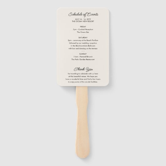 Summer Watercolor Beach Hochzeit Willkommensreise Fächer (Rückseite)