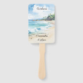 Summer Watercolor Beach Hochzeit Willkommensreise Fächer (Vorderseite)