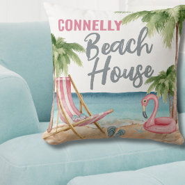 Summer Watercolor Beach House Kissen