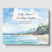 Summer Watercolor Beach Scene Custom Title Wedding Gästebuch (Vorderseite)