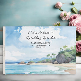 Summer Watercolor Beach Scene Custom Title Wedding Gästebuch