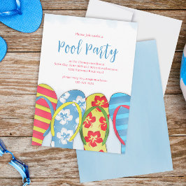 Summer Watercolor Blue Water Pool Party Einladung