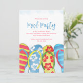 Summer Watercolor Blue Water Pool Party Einladung (Stehend Vorderseite)