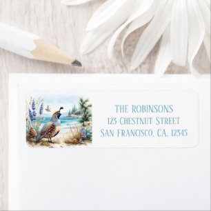 Summer Watercolor California Quail Rücksendeadress