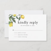 Summer Watercolor Citrus Lemons Grüne RSVP Karte (Vorderseite)