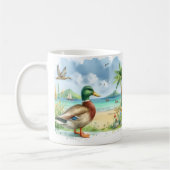 Summer Watercolor Duck am Strand Kaffeetasse (Links)