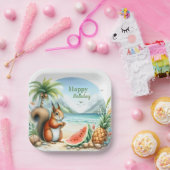 Summer Watercolor Eichhörnchen Pappteller (Party)