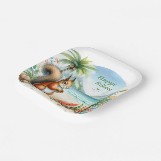 Summer Watercolor Eichhörnchen Pappteller (Gewinkelt)