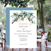 Summer Watercolor Eucalyptus Blue Green Wedding Einladung