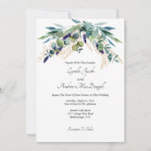 Summer Watercolor Eucalyptus Blue Green Wedding Einladung (Vorderseite)