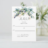 Summer Watercolor Eucalyptus Floral Wedding RSVP (Stehend Vorderseite)
