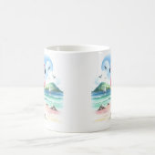 Summer Watercolor Flamingo am Strand Kaffeetasse (Mittel)