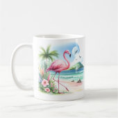 Summer Watercolor Flamingo am Strand Kaffeetasse (Links)