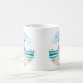 Summer Watercolor Flamingo am Strand Kaffeetasse (Mittel)