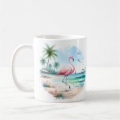 Summer Watercolor Flamingo am Strand Kaffeetasse (Links)