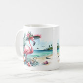 Summer Watercolor Flamingo am Strand Kaffeetasse (Vorderseite Links)