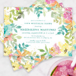 Summer Watercolor Floral 30. Geburtstag Party Einladung<br><div class="desc">Neu im Sommer 2024. Moderne und farbenfrohe sommerliche Blumenfarbe mit rosa,  türkisblauen,  gelben und orangefarbenen Blume. Sie bilden einen rustikalen,  boho schicken botanischen Rahmen um Ihre Geburtstagsparty Details. Dieser Artikel ist Teil der Sammlung Summer Watercolor Floral. Es enthält professionell gestaltete Einladungen,  Begrüßungsschilder und Party-Dekorationen.</div>