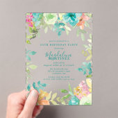 Summer Watercolor Floral 55th Birthday Clear Acryleinladungen (Insitu (Handheld))