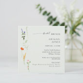 Summer Watercolor Floral Sage Bridal Brunch Einladung (Stehend Vorderseite)