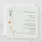 Summer Watercolor Floral Sage Bridal Brunch Einladung (Vorderseite)
