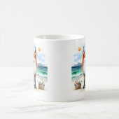 Summer Watercolor Fox am Strand Kaffeetasse (Mittel)