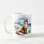 Summer Watercolor Fox am Strand Kaffeetasse (Links)