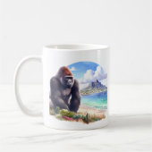 Summer Watercolor Gorilla am Strand Kaffeetasse (Links)