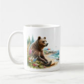 Summer Watercolor Grizzly Bär am Strand Kaffeetasse (Links)