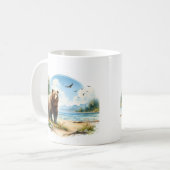 Summer Watercolor Grizzly Bär am Strand Kaffeetasse (Vorderseite Links)